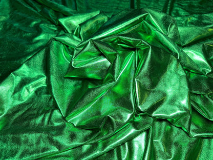 Kelly Green Metallic Lame Spandex Fabric, 4 - Way Stretch Foil Fabric by the Yard, Shiny Green Dancewear, Costumes, Luxury Apparel Material - from Gala Textile