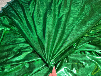 Kelly Green Metallic Lame Spandex Fabric, 4 - Way Stretch Foil Fabric by the Yard, Shiny Green Dancewear, Costumes, Luxury Apparel Material - from Gala Textile