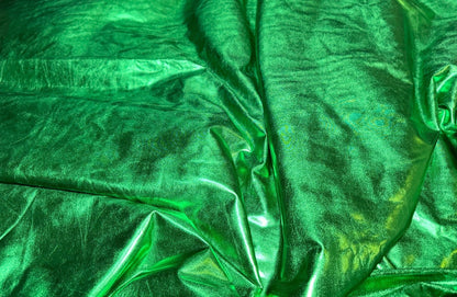 Kelly Green Metallic Lame Spandex Fabric, 4 - Way Stretch Foil Fabric by the Yard, Shiny Green Dancewear, Costumes, Luxury Apparel Material - from Gala Textile