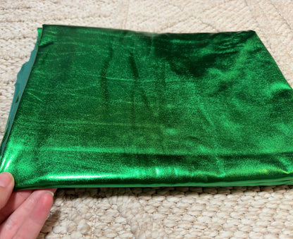 Kelly Green Metallic Lame Spandex Fabric, 4 - Way Stretch Foil Fabric by the Yard, Shiny Green Dancewear, Costumes, Luxury Apparel Material - from Gala Textile