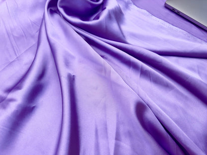 Lavender Silky Stretch Charmeuse Satin Fabric By Yard, Purple Bridal Soft Silky Material, Lilac Stretch Satin for Gowns, Backdrops, Crafts - from Gala Textile