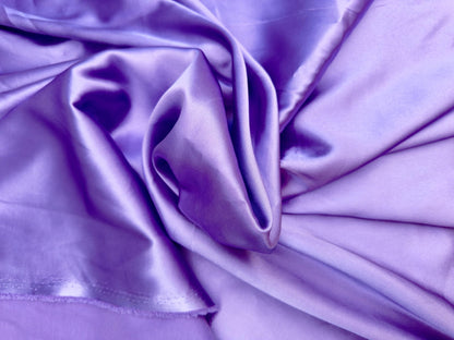 Lavender Silky Stretch Charmeuse Satin Fabric By Yard, Purple Bridal Soft Silky Material, Lilac Stretch Satin for Gowns, Backdrops, Crafts - from Gala Textile