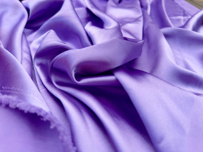 Lavender Silky Stretch Charmeuse Satin Fabric By Yard, Purple Bridal Soft Silky Material, Lilac Stretch Satin for Gowns, Backdrops, Crafts - from Gala Textile