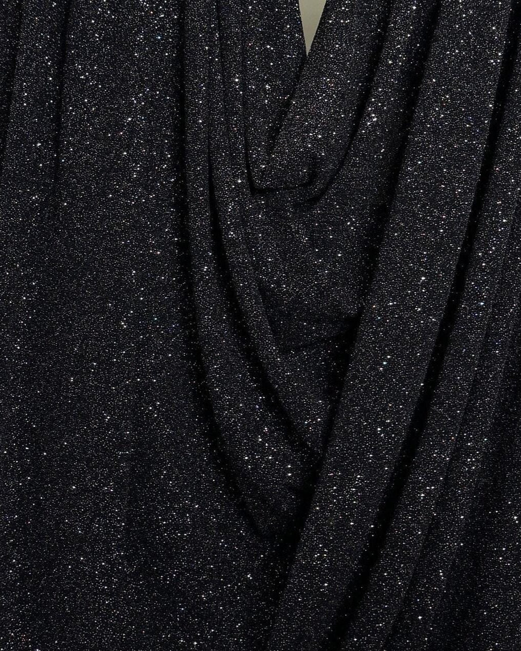 Luxurious 4 Way Stretch Black Lurex Glitter Fabric, Shimmer Sparkle by Yard for Gown, Backdrop, Drapes Black Glitter Party Dress Material - from Gala Textile