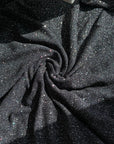 Luxurious 4 Way Stretch Black Lurex Glitter Fabric, Shimmer Sparkle by Yard for Gown, Backdrop, Drapes Black Glitter Party Dress Material - from Gala Textile