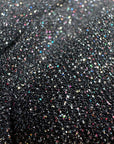 Luxurious 4 Way Stretch Black Lurex Glitter Fabric, Shimmer Sparkle by Yard for Gown, Backdrop, Drapes Black Glitter Party Dress Material - from Gala Textile