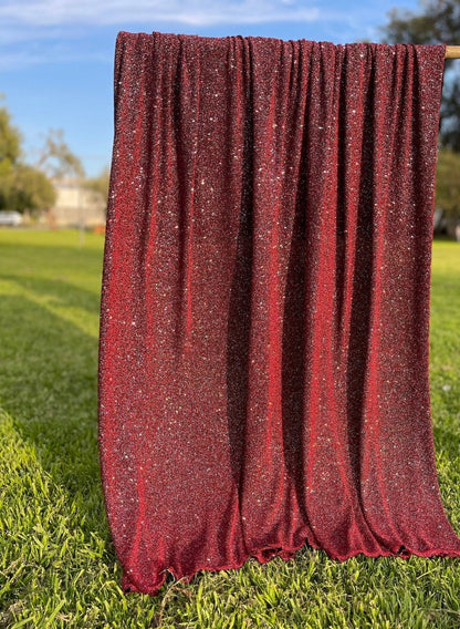 Luxurious 4 Way Stretch Burgundy Lurex Spandex Glitter Fabric, Shimmer Sparkle by Yard for Gown Backdrop Dance Wear Red Party Dress Material - from Gala Textile