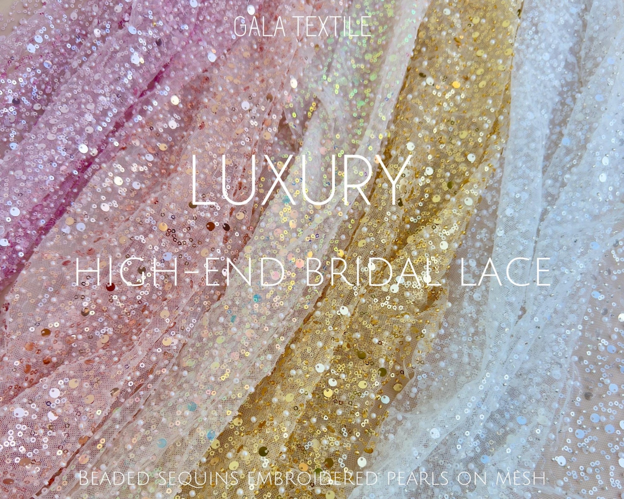 Luxury Bridal Beaded Sequin Lace Fabric by Yard Shimmer - from Gala Textile