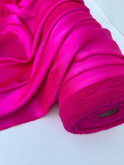 Luxury Fuchsia Stretch Satin Fabric, Vibrant Fuchsia Satin Ideal for Dresses, Gowns, and High - End Fashion, Premium Satin Spandex Blend - from Gala Textile