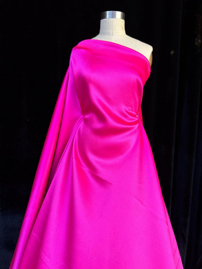 Luxury Fuchsia Stretch Satin Fabric, Vibrant Fuchsia Satin Ideal for Dresses, Gowns, and High - End Fashion, Premium Satin Spandex Blend - from Gala Textile