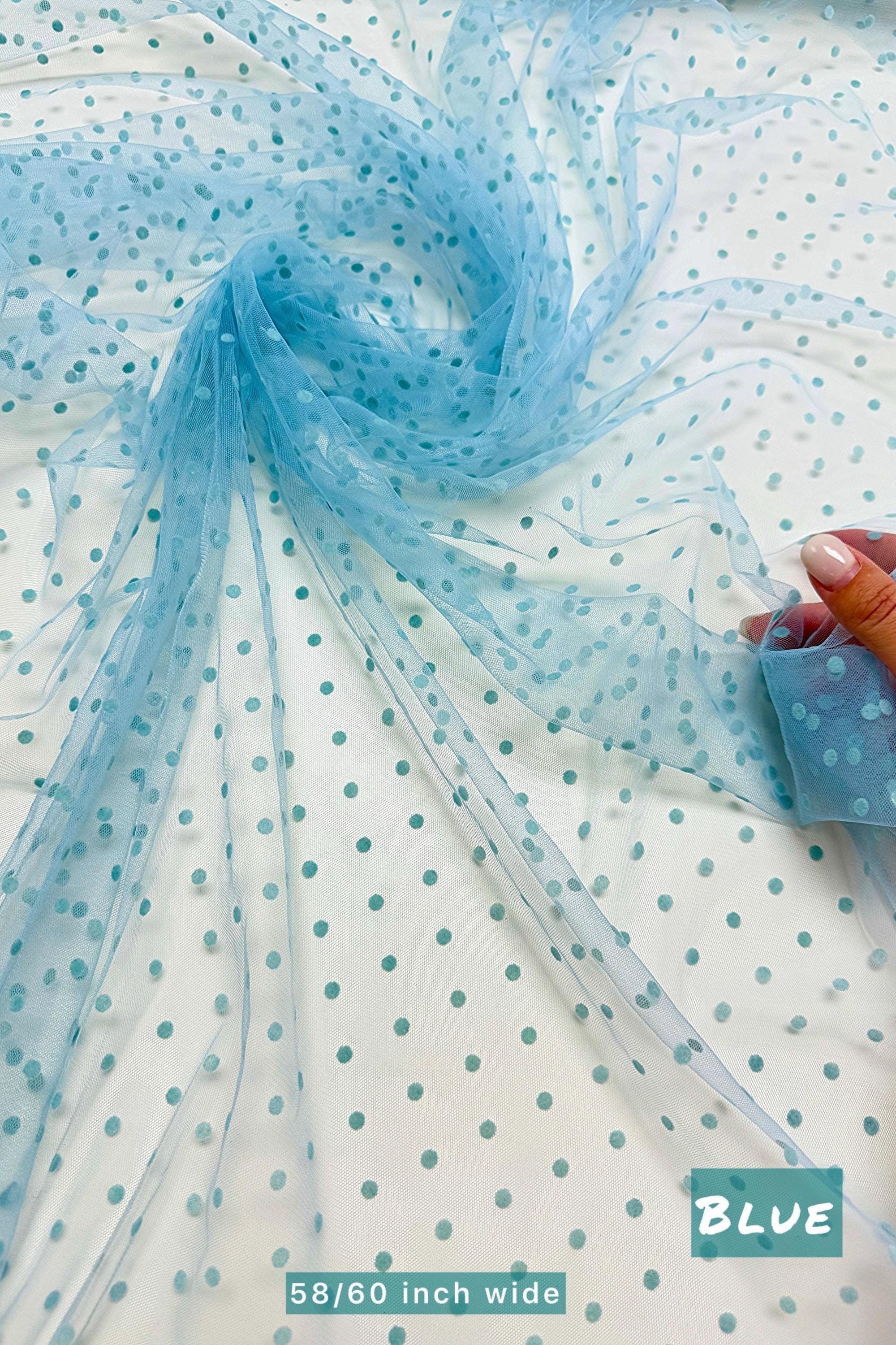 Sheer Polka Dot Mesh Fabric by Yard, Soft Mini Velvet Polka Dots on Lightweight Tulle for Bridal Veils, Girls Tutu Mesh, Curtains and Crafts