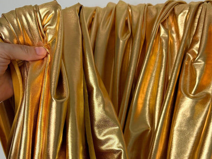 Metallic Gold Foil Spandex Lame Fabric by Yard Gold Lame Material, All Over Foil on Stretch Knit, for Dance Wear Costumes, Dresses, Leggings - from Gala Textile