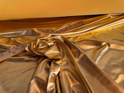 Metallic Gold Foil Spandex Lame Fabric by Yard Gold Lame Material, All Over Foil on Stretch Knit, for Dance Wear Costumes, Dresses, Leggings - from Gala Textile