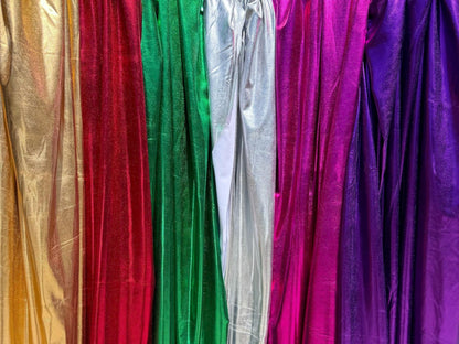 Metallic Lame Foil Stretch Fabric by Yard, 4 way Stretch All Over Foil on Stretch Knit, Perfect for Dance Wear, Costumes, Dresses, Leggings - from Gala Textile