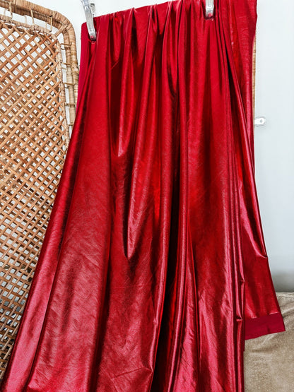 Metallic Stretch Red Lame Foil Spandex Fabric by Yard Shiny Red Foil on Stretch Knit, Perfect for Dance Wear, Decor, Red Dresses, Leggings - from Gala Textile