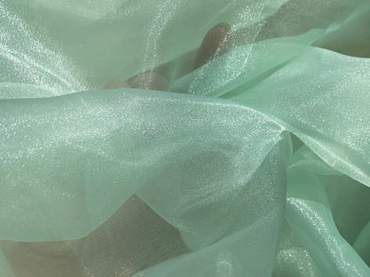 Mint Crystal Organza Fabric By the Yard, Green Organza, Light Green Organza, Glitter Organza Fabric, Soft Organza Fabric, Mint Sheer Fabric - from Gala Textile