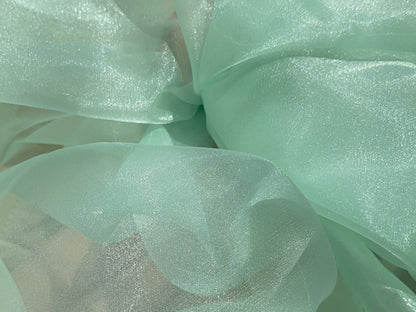 Mint Crystal Organza Fabric By the Yard, Green Organza, Light Green Organza, Glitter Organza Fabric, Soft Organza Fabric, Mint Sheer Fabric - from Gala Textile