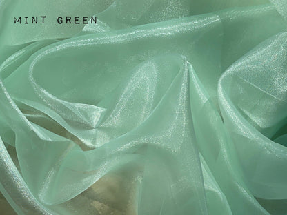 Mint Crystal Organza Fabric By the Yard, Green Organza, Light Green Organza, Glitter Organza Fabric, Soft Organza Fabric, Mint Sheer Fabric - from Gala Textile