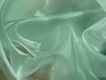 Mint Crystal Organza Fabric By the Yard, Green Organza, Light Green Organza, Glitter Organza Fabric, Soft Organza Fabric, Mint Sheer Fabric - from Gala Textile