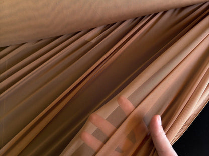 Mocha 4 way Stretch Power Mesh Fabric Nylon/Spandex Stretch, Bridal Power Mesh By Yard, Backdrop Soft Sheer Fabrics, Caramel Illusion Mesh - from Gala Textile