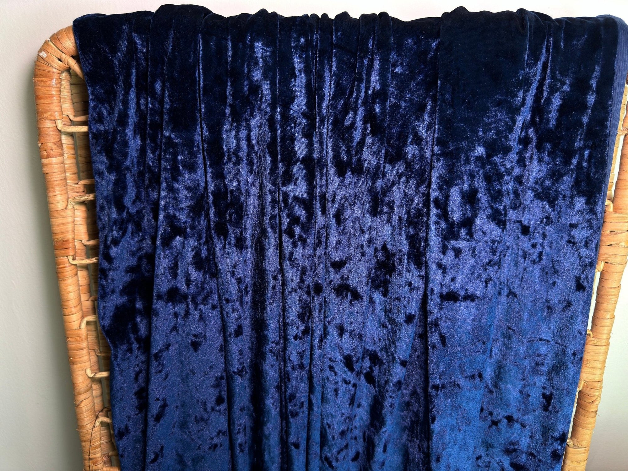 Navy Crushed Stretch Velvet Fabric by Yard, Navy Blue Stretch Material, Dark Blue Velvet with Spandex for Dresses, Bows, Backdrop Curtains - from Gala Textile