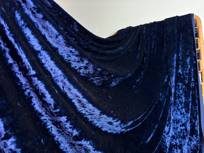 Navy Crushed Stretch Velvet Fabric by Yard, Navy Blue Stretch Material, Dark Blue Velvet with Spandex for Dresses, Bows, Backdrop Curtains - from Gala Textile