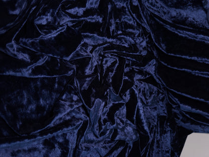 Navy Crushed Stretch Velvet Fabric by Yard, Navy Blue Stretch Material, Dark Blue Velvet with Spandex for Dresses, Bows, Backdrop Curtains - from Gala Textile