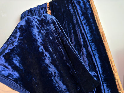 Navy Crushed Stretch Velvet Fabric by Yard, Navy Blue Stretch Material, Dark Blue Velvet with Spandex for Dresses, Bows, Backdrop Curtains - from Gala Textile