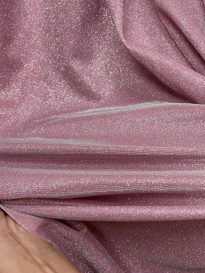 Pink Blush Lurex Glitter Fabric, Glimmer Pink Shimmer Fabric, Blush Pink Glitter Fabric for Dress, Blush Metallic Lurex - from Gala Textile