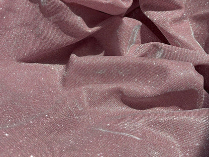 Pink Blush Lurex Glitter Fabric, Glimmer Pink Shimmer Fabric, Blush Pink Glitter Fabric for Dress, Blush Metallic Lurex - from Gala Textile