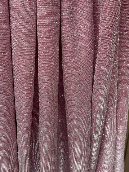 Pink Blush Lurex Glitter Fabric, Glimmer Pink Shimmer Fabric, Blush Pink Glitter Fabric for Dress, Blush Metallic Lurex - from Gala Textile