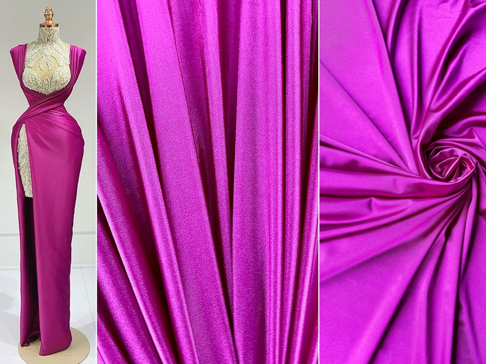 Pink Purple Casino Stretch Fabric Shiny Satin Spandex, Luxury Stretch Fabric for Dress, Activewear, Costumes, Spandex Knit Fabric by Yard - from Gala Textile