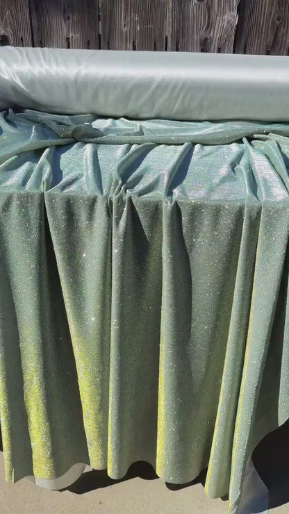 Sage Green Lurex Shimmer Knit Fabric by Yard Reflective Sage Spandex, Glittery Fabric for Evening Gowns, Bridal Gowns, Backdrops Bows Crafts