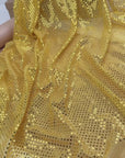 Gold 3mm Confetti Dot Sequin Fabric Metallic Mesh Sparkle By the Yard