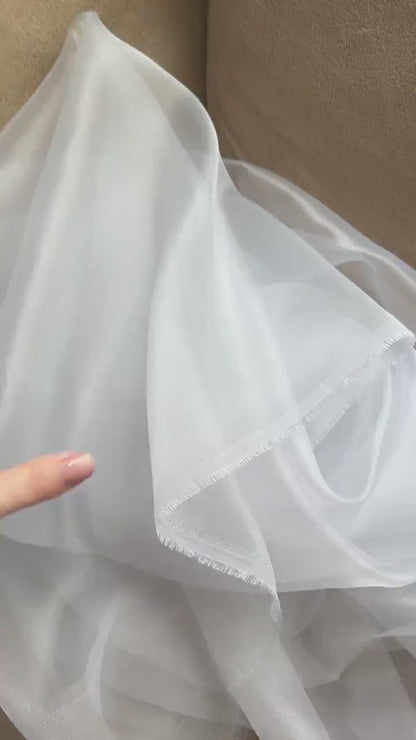 White Crystal Organza Fabric Sold by Yard, Lightweight Sheer Shiny for Bridal Apparel, Gowns Premium Quality White Organza Bows Fabric DYI