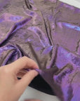 Purple Galaxy Foil Multi Shimmer Metallic Fabric by Yard Reflective Shiny Hologram Iridescent Material for Kimonos Kids Dress Crafts 115GSM