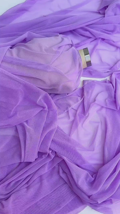 Purple 4-Way Stretch Power Mesh Fabric by Yard, Luxury Sheer Soft for Bridal, Yoga Wear, Dresses, Lingerie, Activewear Event Decoration