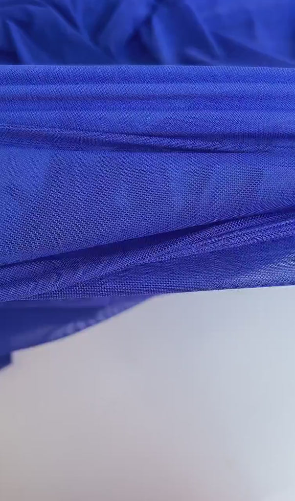 Royal Blue 4-Way Stretch Power Mesh Fabric by Yard, Luxury Sheer Soft for Bridal, Yoga Wear, Dresses, Lingerie, Activewear Event Decoration