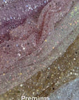 Luxury Bridal Beaded Sequin Lace Fabric by Yard, Shimmering Lace Tulle for Bridal Dress Prom Gowns, Embroidery All Over Iridescent Material