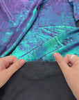 Iridescent Galaxy Foil Fabric by Yard, Teal and Purple Metallic Material Hologram for Kimonos, Kids, Dresses, Gowns, Costumes Crafts 115GSM