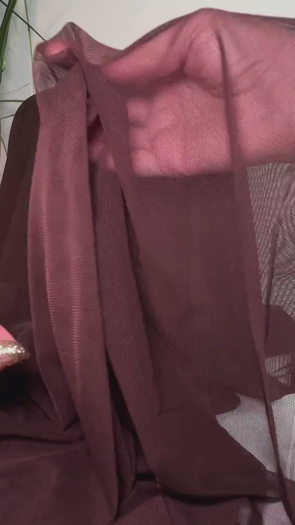 Dark Brown 4 way Stretch Power Mesh Nylon Spandex Super Stretch, Bridal Power Mesh By Yard, Backdrop Soft Sheer Fabrics, Brown Illusion Mesh