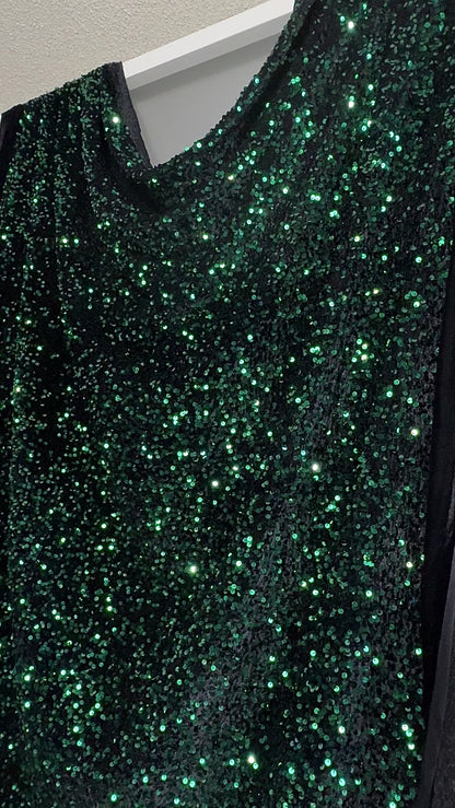 Hunter green sequins on black velvet