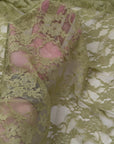 Moss Green Floral Stretch Lace Fabric by the Yard