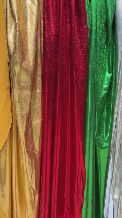 Metallic Lame Foil Stretch Fabric by Yard, 4 way Stretch All Over Foil on Stretch Knit, Perfect for Dance Wear, Costumes, Dresses, Leggings