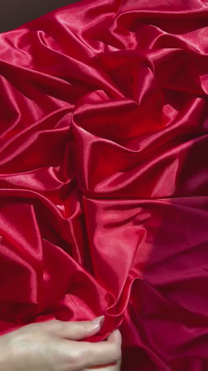 Red Satin Stretch Charmuse, Silk Charmuse Fabric, Stretch Satin Fabric,Red Luxury Silk Satin Charmuse,Light Weight Sold By The Yard 58