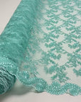 Tiffany Floral Lace Fabric by Yard Embroidery Corded With Sequins Fabric Non Stretch for Formal Wear, Bridal Gowns, Event Decoration