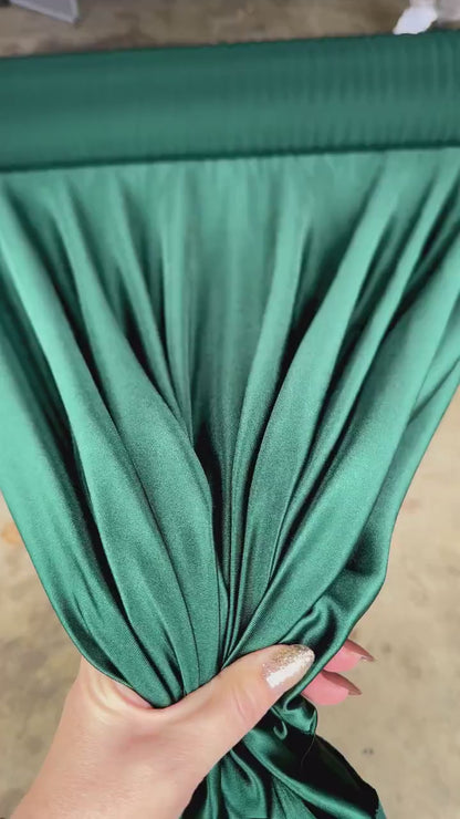 Emerald Stretch Nylon Spandex By Yard, 4 way Silky Stretch Bodysuit Material, For Dresses Dancewear Leggings, Heavyweight Satin Spandex