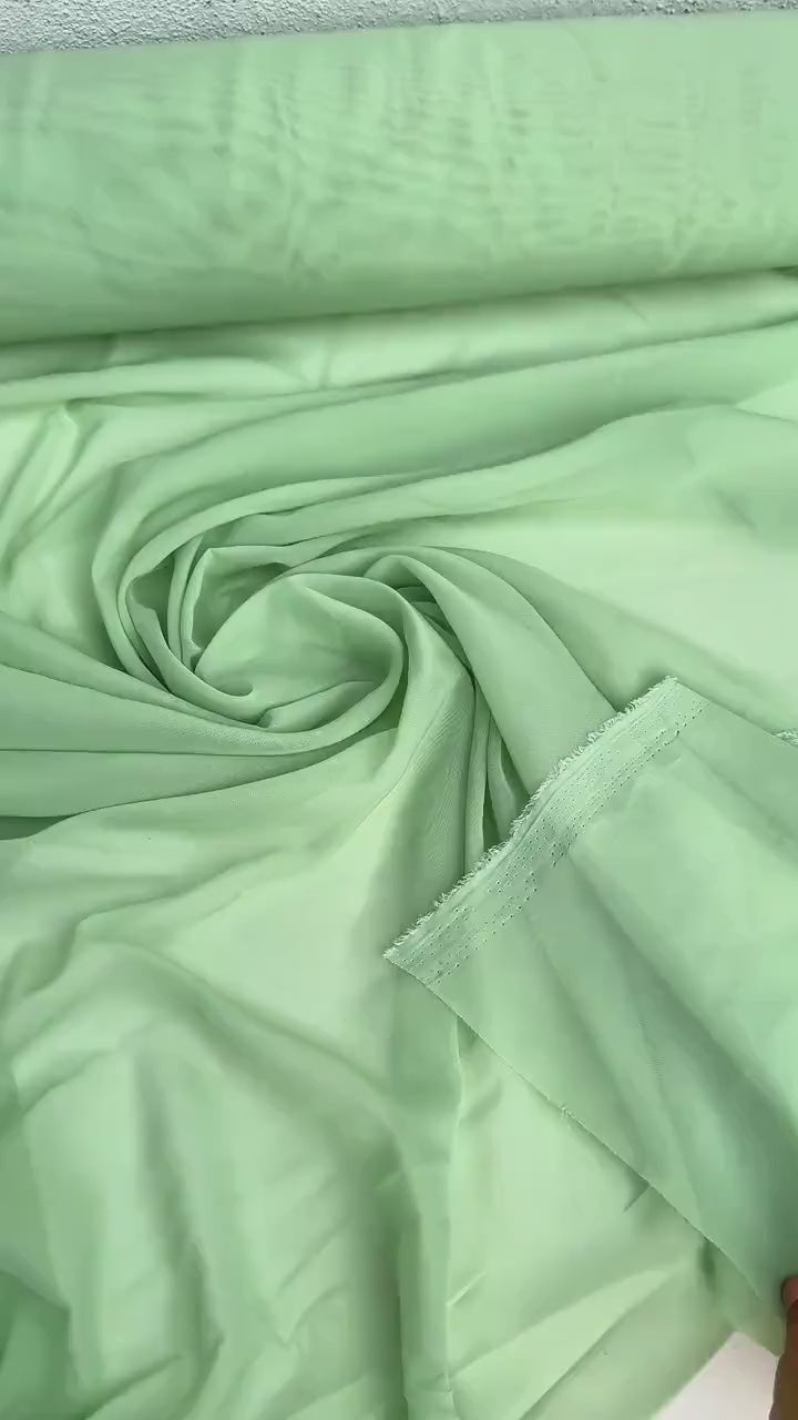 Sage Green Chiffon Fabric By Yard, Light Green Material Chiffon Sheer Light Weight Green Chiffon Fabric for Dress, Veil Arch Decoration