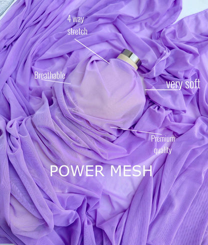 Purple 4 - Way Stretch Power Mesh Fabric by Yard, Luxury Sheer Soft for Bridal, Yoga Wear, Dresses, Lingerie, Activewear Event Decoration - from Gala Textile