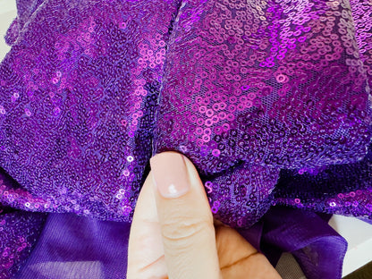 Purple Sequin Tulle Fabric, Violet Sequin Embroidered Mesh Fabric, Sparkly Purple Mesh By Yard for Gowns, Backdrops Wedding Event Decoration - from Gala Textile